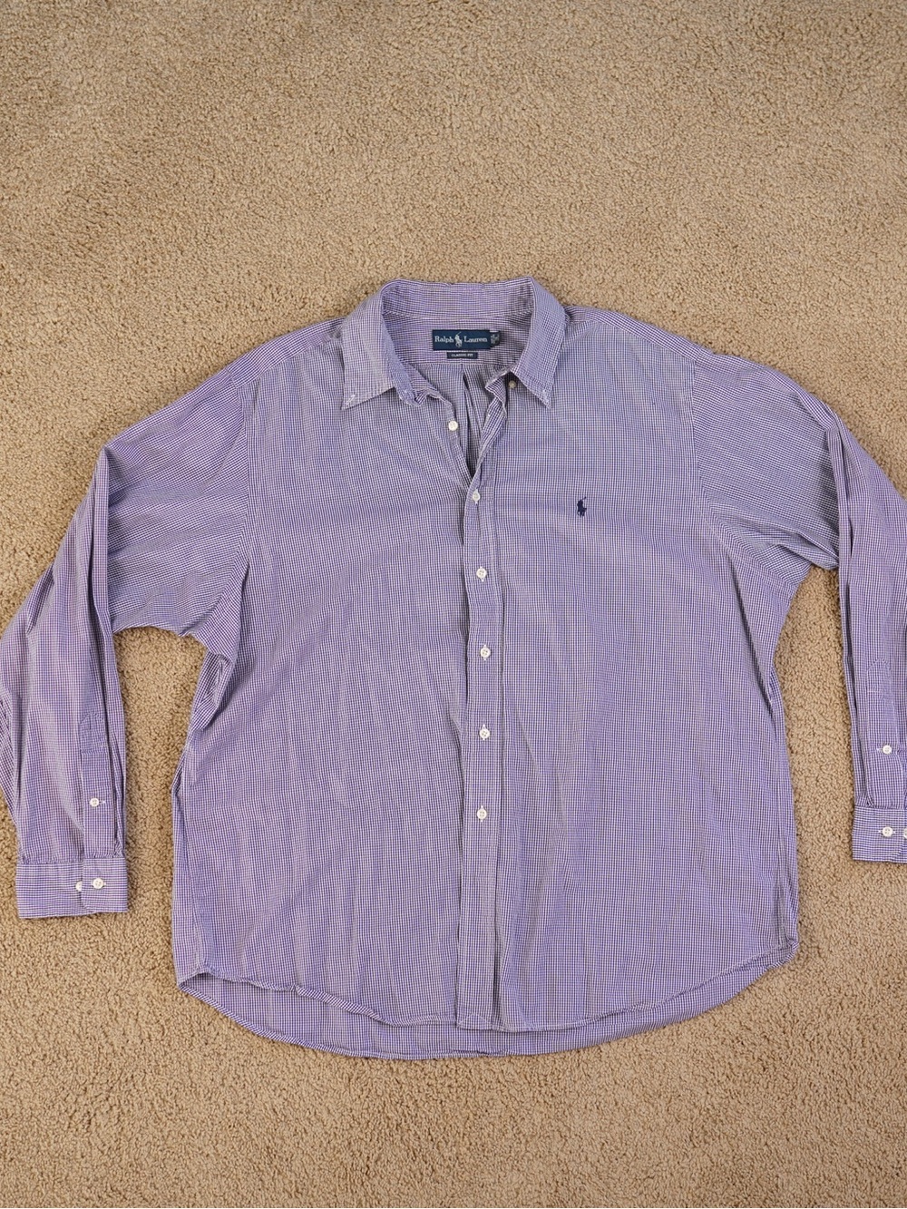 Ralph Lauren Men’s Lavender Striped Button-Up Shirt Size 18 36/37